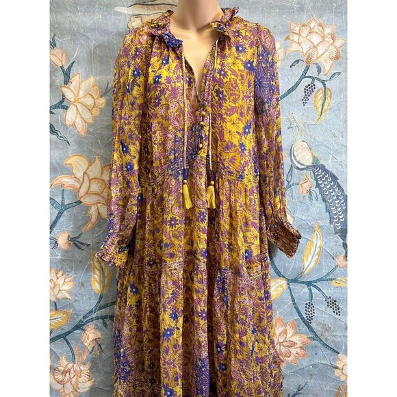 Anthropologie The Marais Printed Chiffon Maxi Dress Size S - Picture 7 of 11